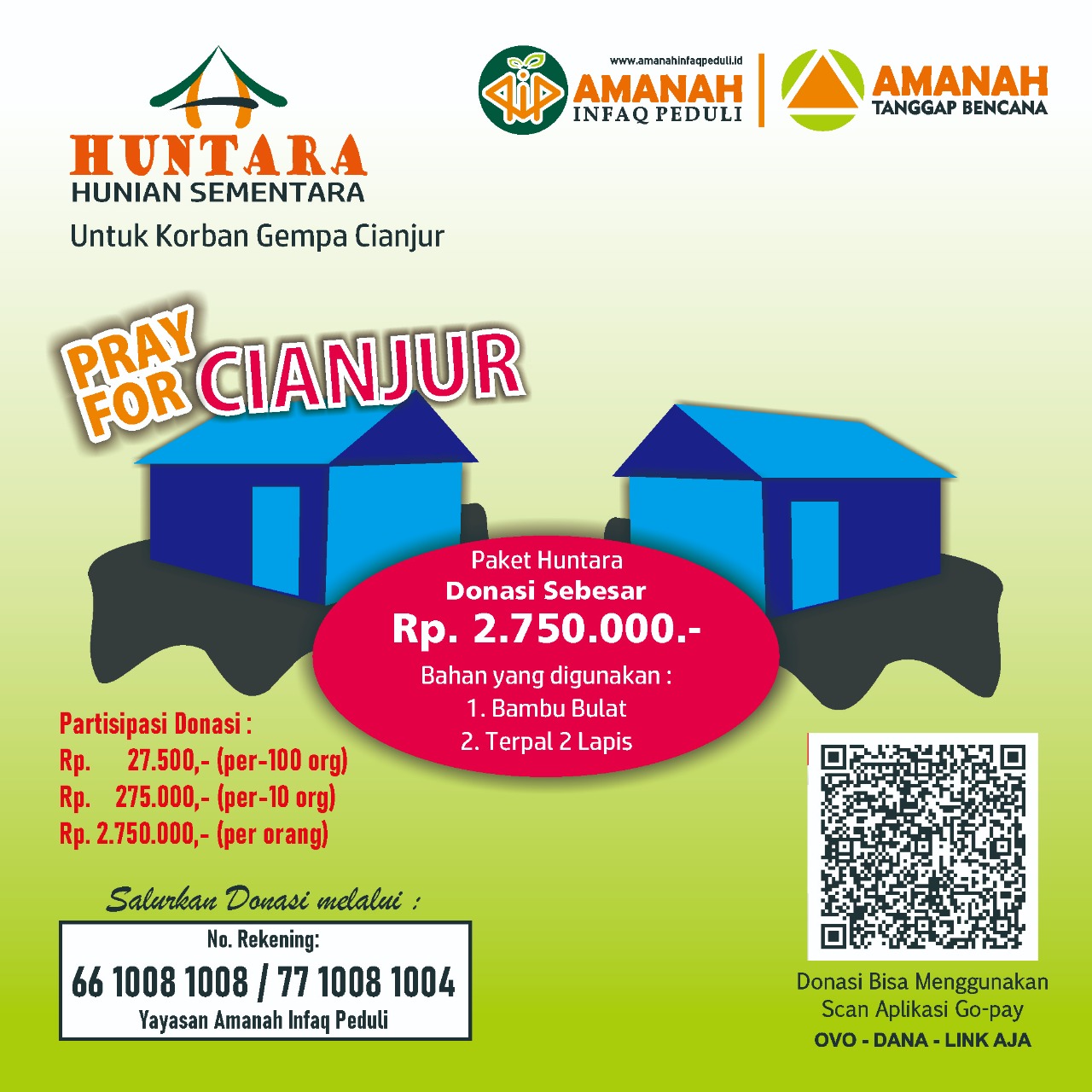 HUNTARA - HUNIAN SEMENTARA-UNTUK WARGA CIANJUR YANG TERDAMPAK GEMPA BUMI